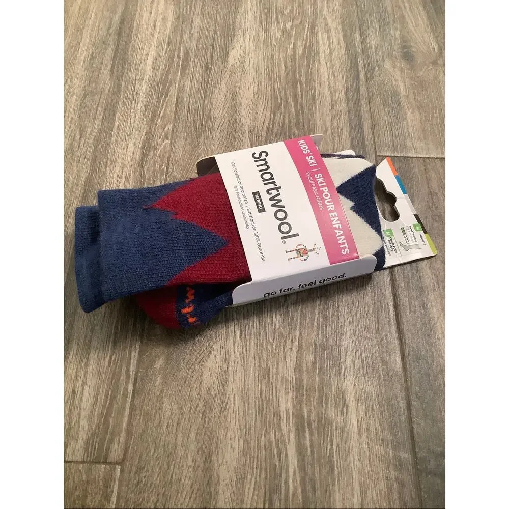Smartwool Kids' Medium Alpine Blue Ski Light Cushion Over The Calf Socks R6-3